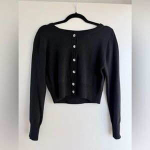 Black Cropped Detailed Sweater